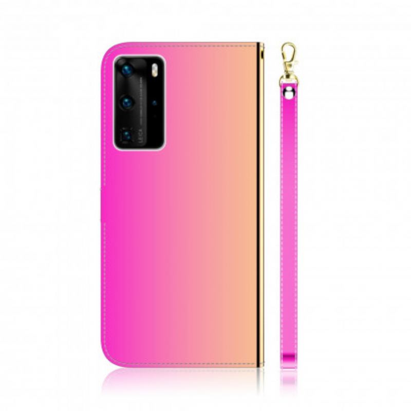 Capa Flip Para Huawei P40 Pro Capa De Espelho De Couro Sintético