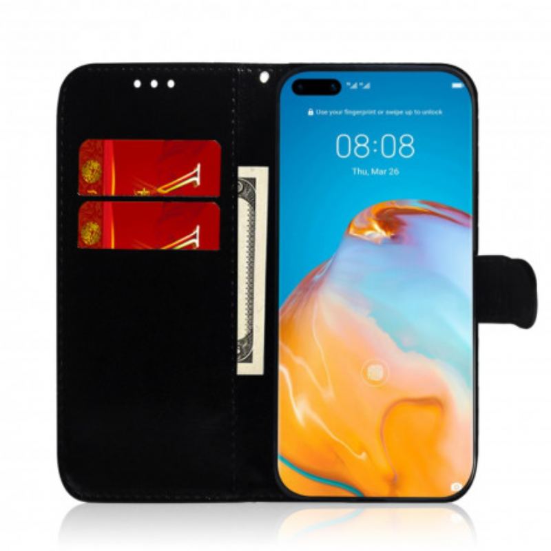 Capa Flip Para Huawei P40 Pro Capa De Espelho De Couro Sintético