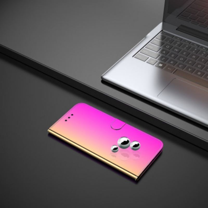 Capa Flip Para Huawei P40 Pro Capa De Espelho De Couro Sintético