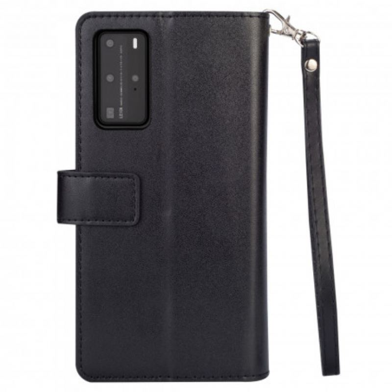 Capa Folio Para Huawei P40 Pro Bolsa Com Cordão