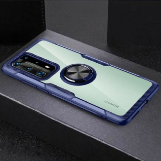 Capa Para Huawei P40 Pro Anel De Metal Premium Transparente