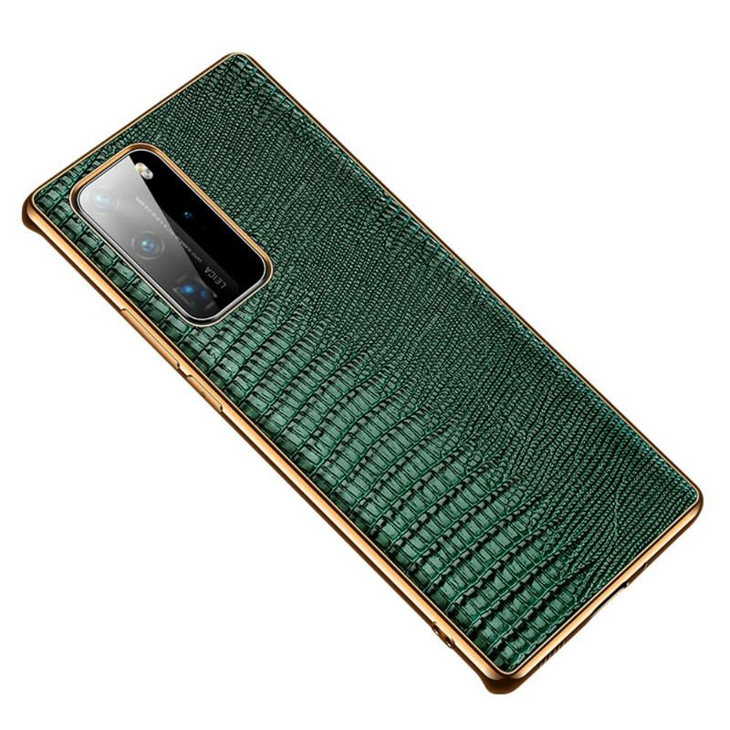 Capa Para Huawei P40 Pro Couro Genuíno Com Textura De Lagarto