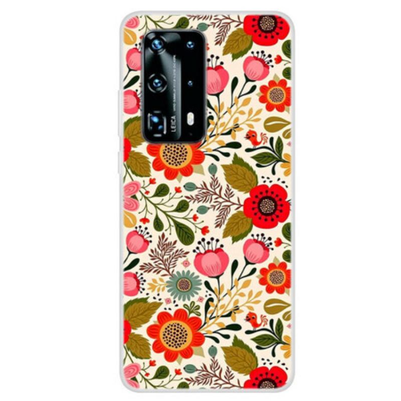 Capa Para Huawei P40 Pro Tapeçaria Floral