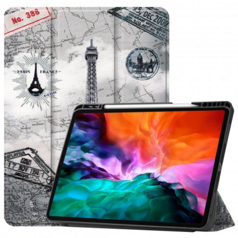 Capa De Celular Para iPad Pro 12.9" (2021) Suporte Para Caneta Torre Eiffel