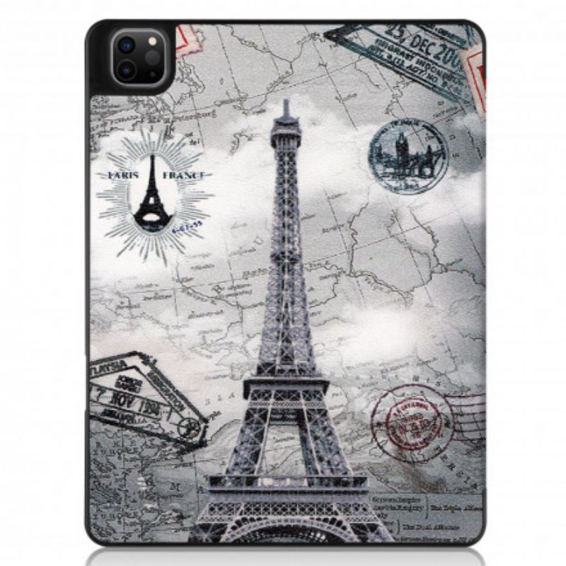 Capa De Celular Para iPad Pro 12.9" (2021) Suporte Para Caneta Torre Eiffel