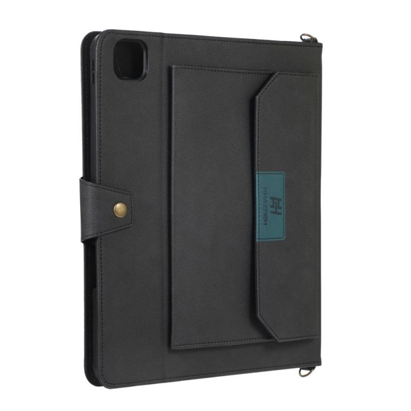 Capa Flip Para iPad Pro 12.9" (2021) Alça De Ombro Rfid Com Efeito De Couro