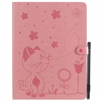 Capa Flip Para iPad Pro 12.9" (2021) Gato E Abelhas