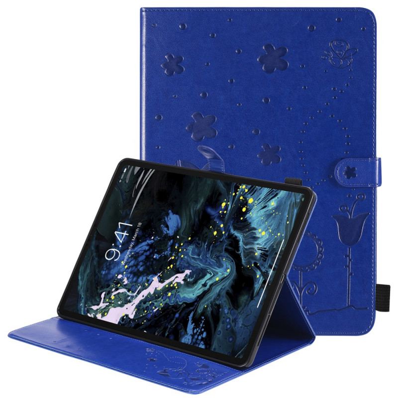 Capa Flip Para iPad Pro 12.9" (2021) Gato E Abelhas