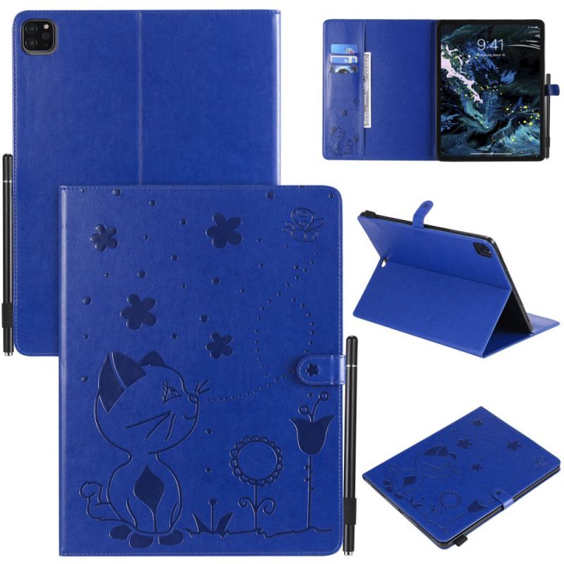 Capa Flip Para iPad Pro 12.9" (2021) Gato E Abelhas