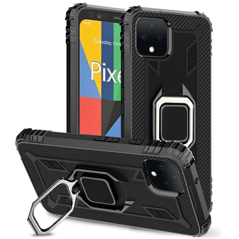 Capa Para Google Pixel 4 Anel E Fibra De Carbono