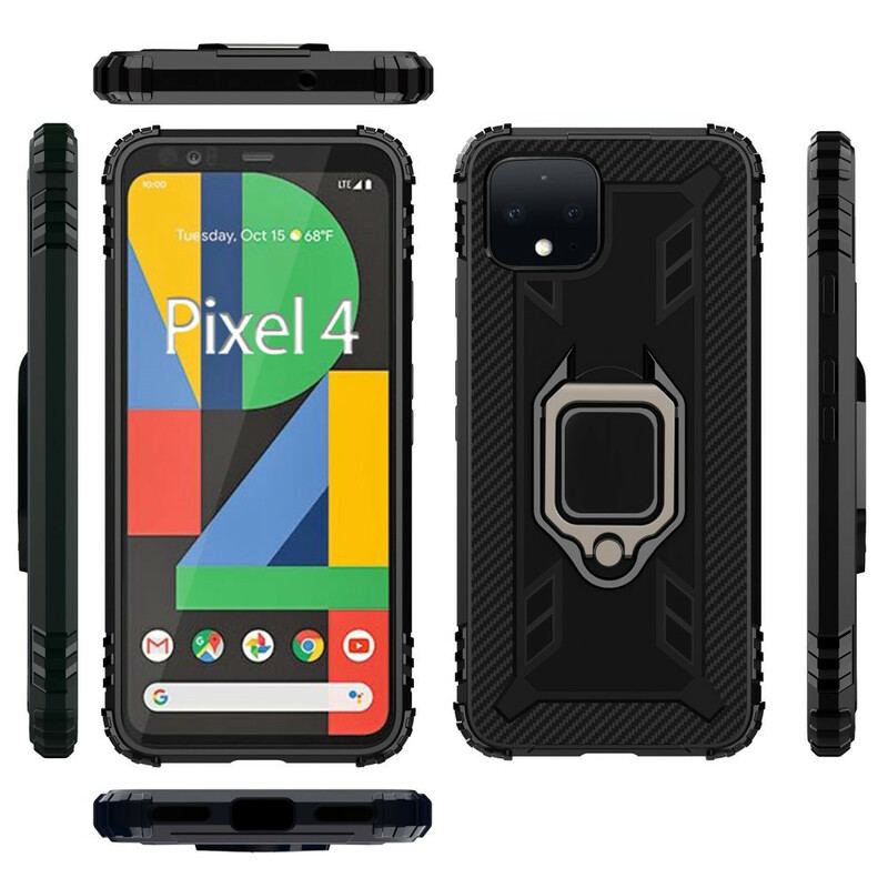 Capa Para Google Pixel 4 Anel E Fibra De Carbono