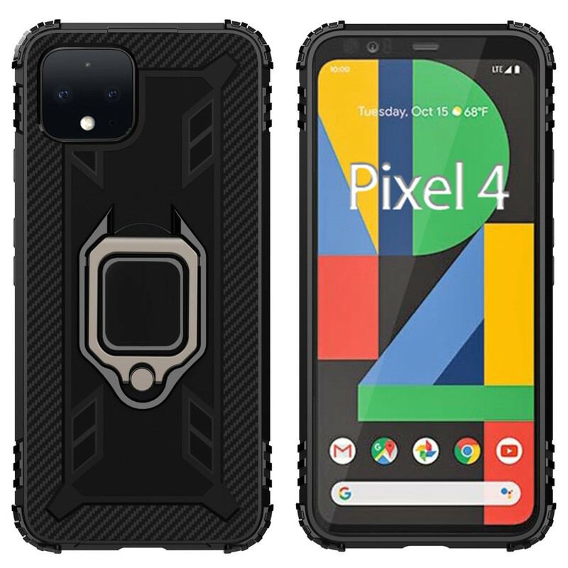 Capa Para Google Pixel 4 Anel E Fibra De Carbono