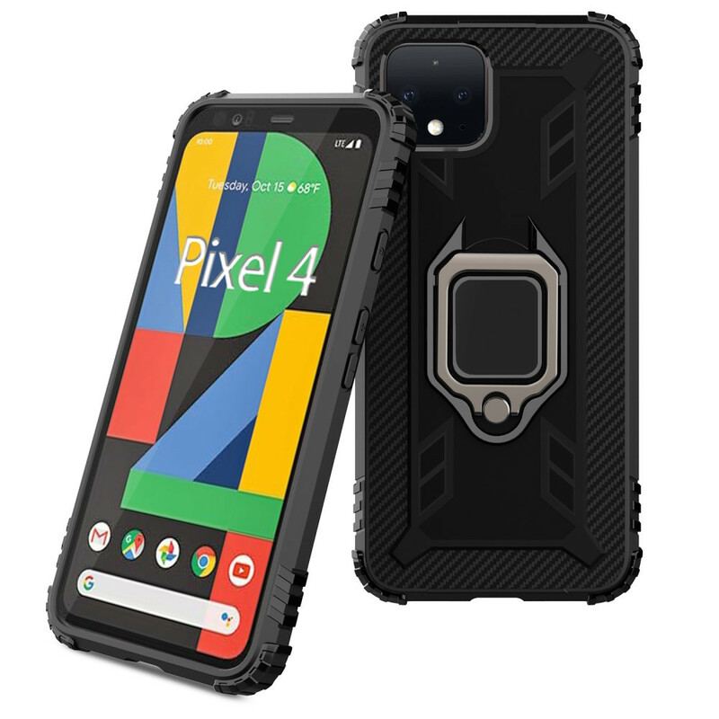 Capa Para Google Pixel 4 Anel E Fibra De Carbono