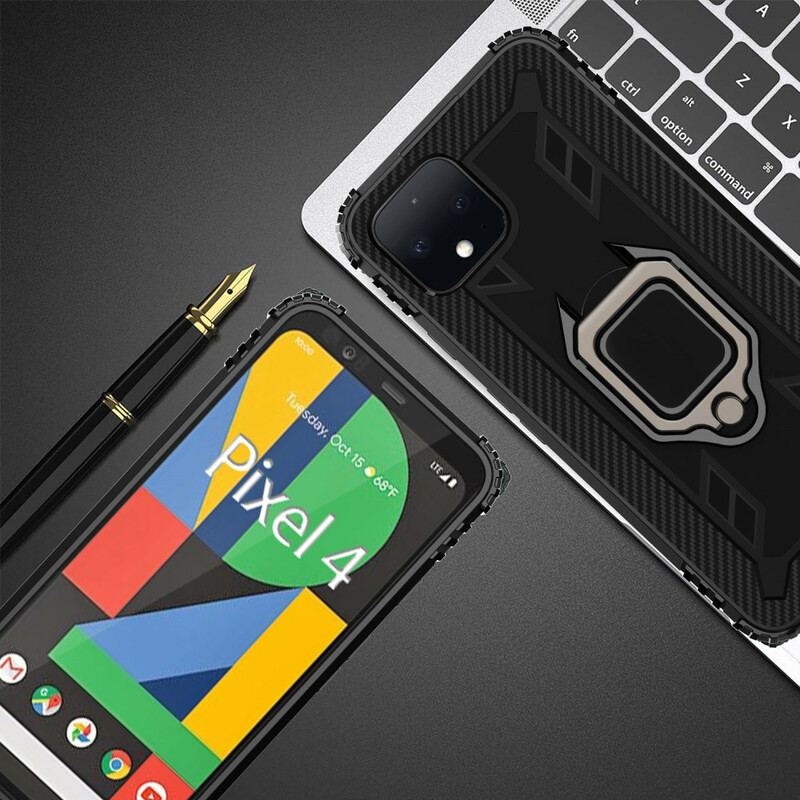 Capa Para Google Pixel 4 Anel E Fibra De Carbono