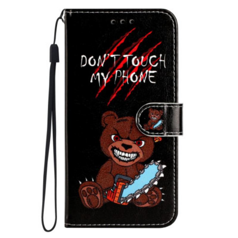 Capa De Couro Para Xiaomi Redmi A1 De Cordão Urso Tanga Furioso