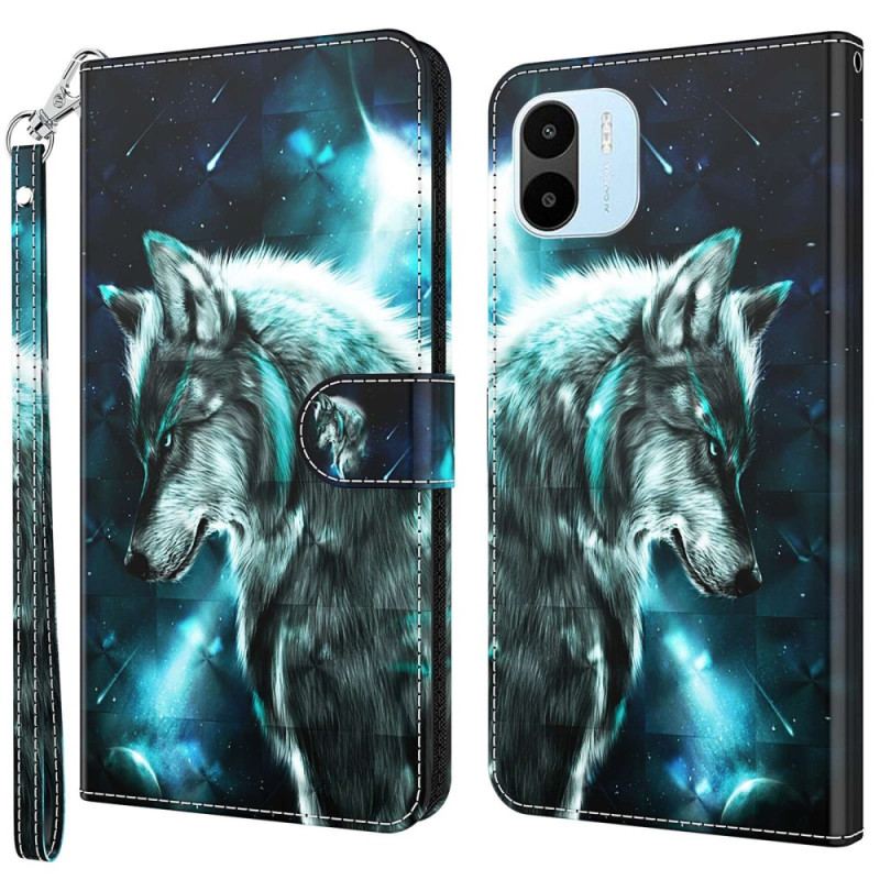 Capa De Couro Para Xiaomi Redmi A1 Lobo Majestoso