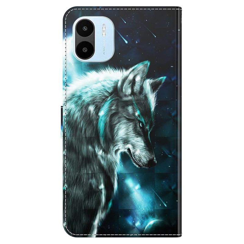 Capa De Couro Para Xiaomi Redmi A1 Lobo Majestoso