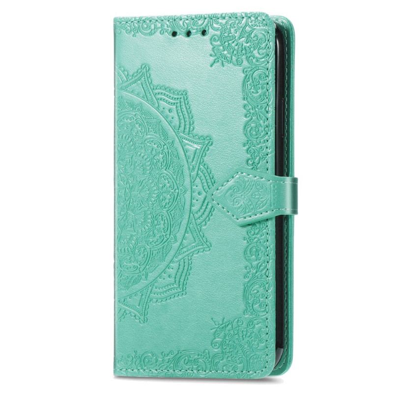 Capa De Couro Para Xiaomi Redmi A1 Mandala Sol Com Cordão