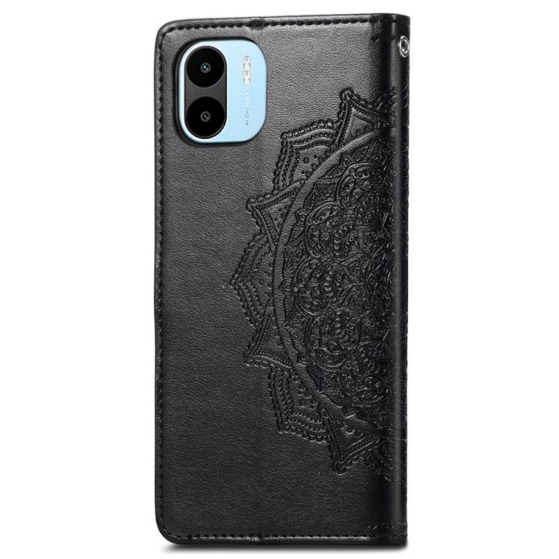 Capa De Couro Para Xiaomi Redmi A1 Mandala Sol Com Cordão