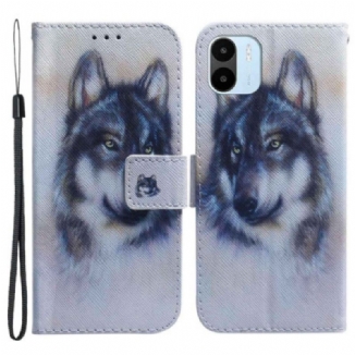 Capa Flip Para Xiaomi Redmi A1 Aquarela Lobo