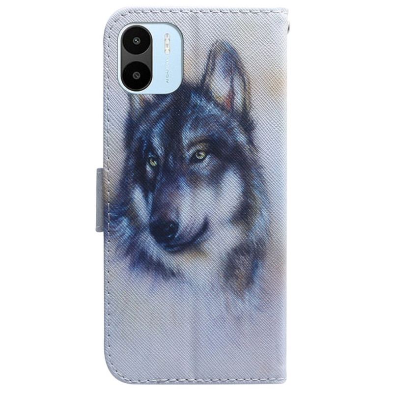 Capa Flip Para Xiaomi Redmi A1 Aquarela Lobo