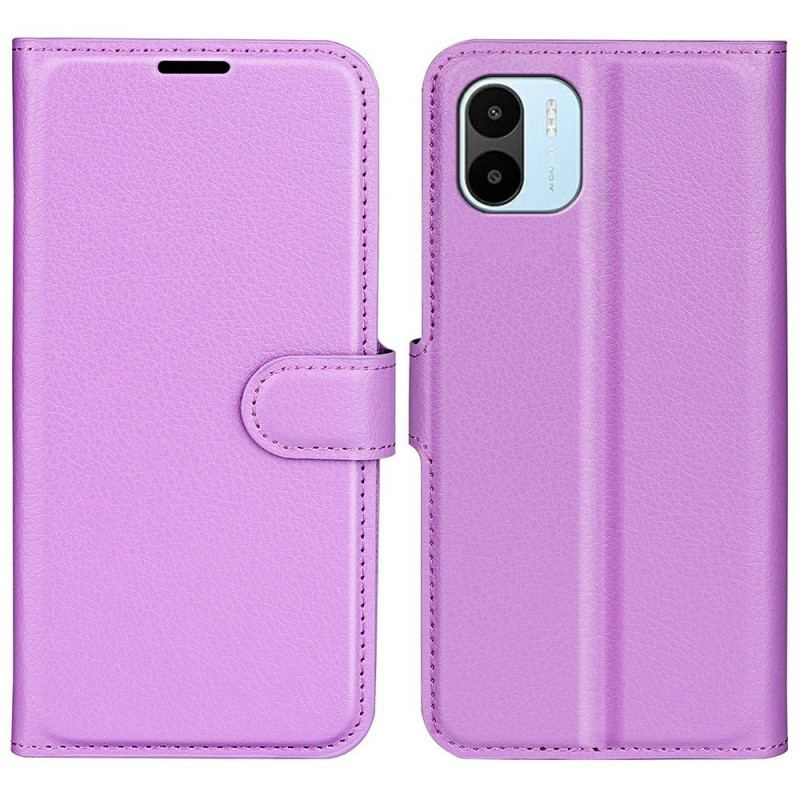 Capa Flip Para Xiaomi Redmi A1 Clássico Efeito Couro Lichia