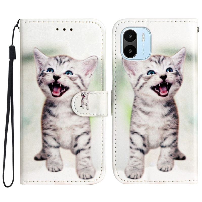 Capa Flip Para Xiaomi Redmi A1 De Cordão Gatinho Com Alça