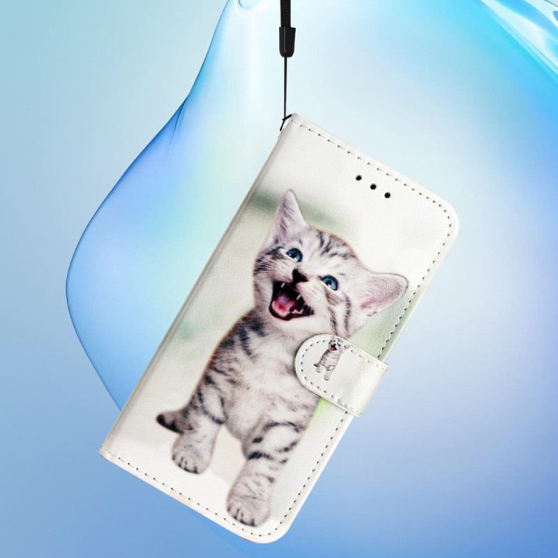 Capa Flip Para Xiaomi Redmi A1 De Cordão Gatinho Com Alça