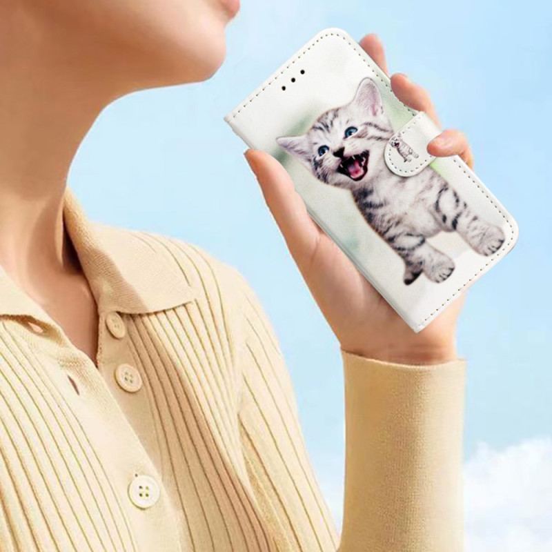 Capa Flip Para Xiaomi Redmi A1 De Cordão Gatinho Com Alça