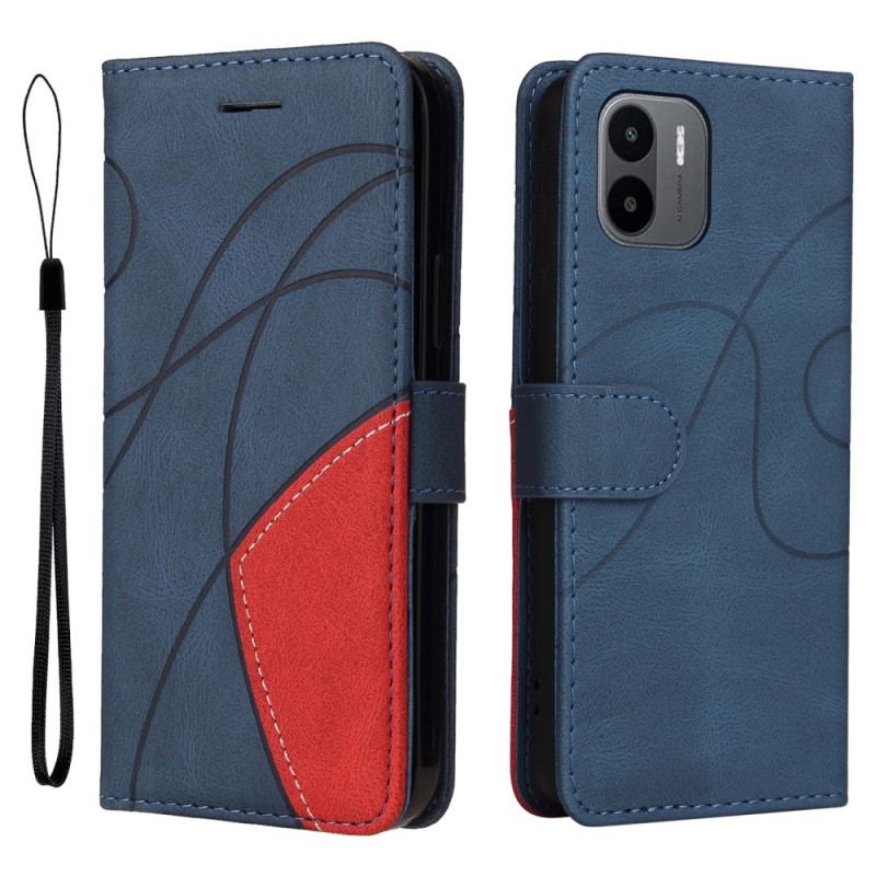 Capa Flip Para Xiaomi Redmi A1 Couro Sintético De Assinatura De Dois Tons