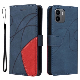 Capa Flip Para Xiaomi Redmi A1 Couro Sintético De Assinatura De Dois Tons