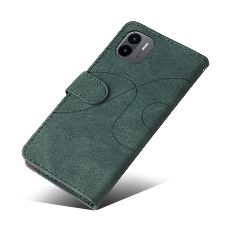 Capa Flip Para Xiaomi Redmi A1 Couro Sintético De Assinatura De Dois Tons