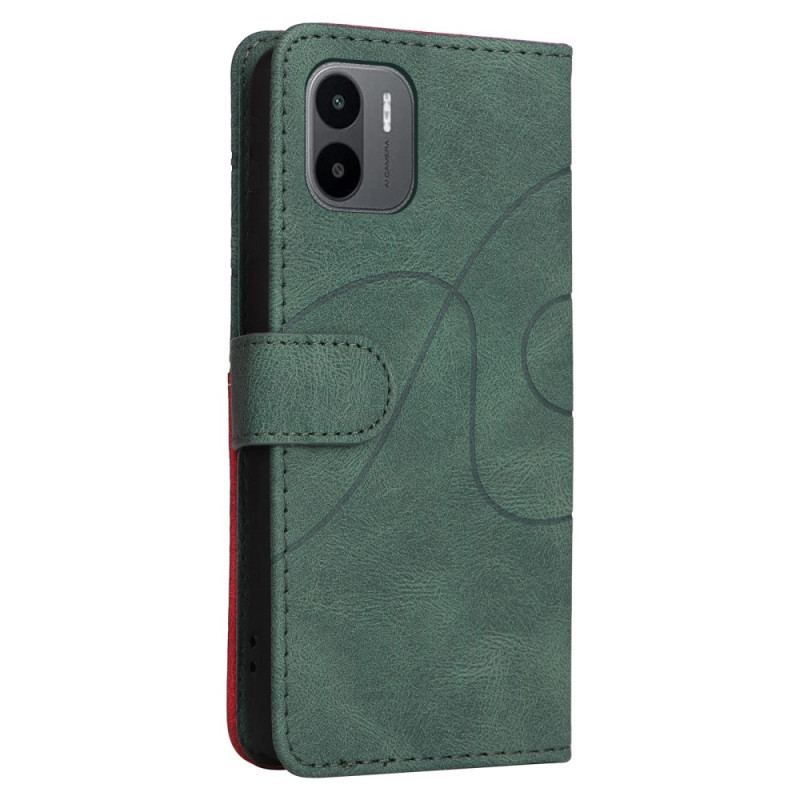 Capa Flip Para Xiaomi Redmi A1 Couro Sintético De Assinatura De Dois Tons