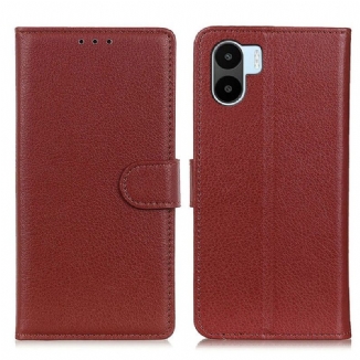 Capa Flip Para Xiaomi Redmi A1 Couro Sintético De Lichia