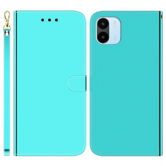 Capa Flip Para Xiaomi Redmi A1 Espelho Falso De Couro Com Alça