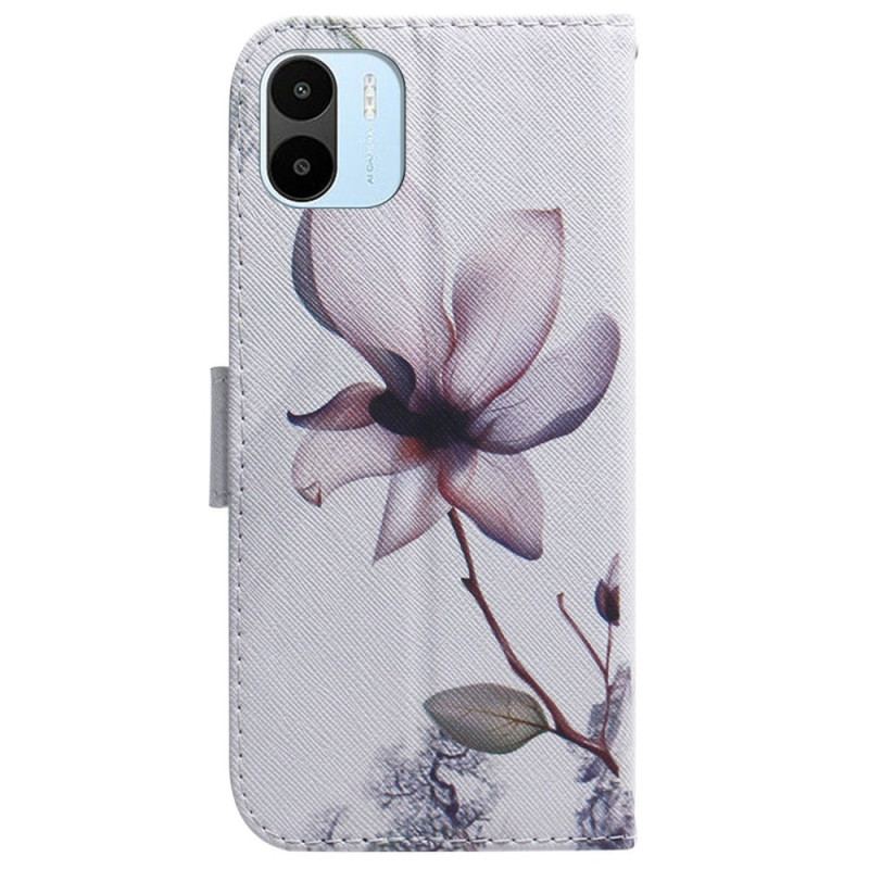 Capa Flip Para Xiaomi Redmi A1 Flor Rosa Empoeirado