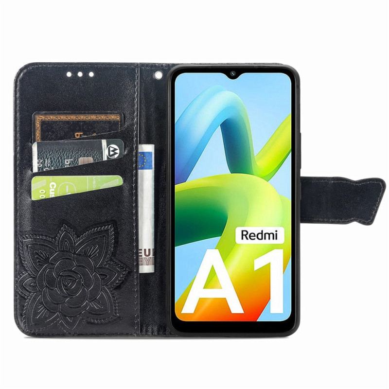 Capa Folio Para Xiaomi Redmi A1 Borboleta Barroca