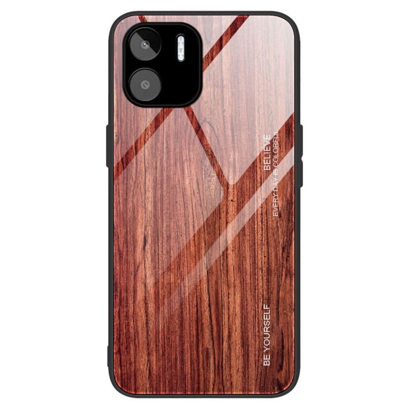 Capa Para Xiaomi Redmi A1 Vidro Temperado Com Design De Madeira