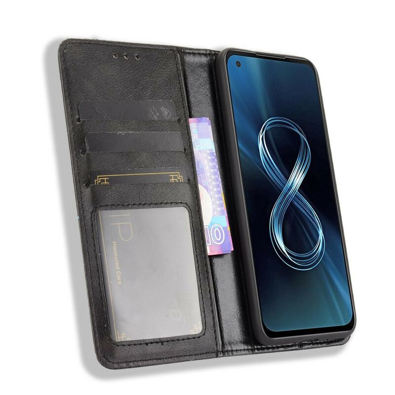 Capa De Celular Para Asus Zenfone 8 Flip Efeito Couro Vintage Estilizado