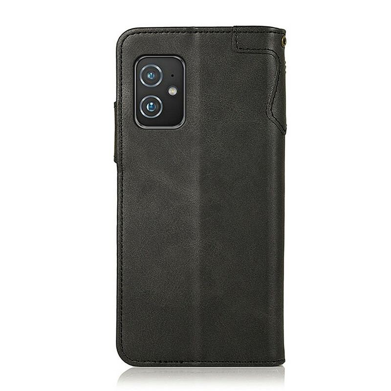 Capa De Couro Para Asus Zenfone 8 Botão De Couro Falso Khazneh