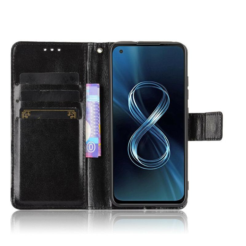 Capa De Couro Para Asus Zenfone 8 Couro Falso Chamativo