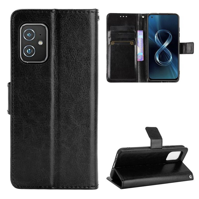 Capa De Couro Para Asus Zenfone 8 Couro Falso Chamativo