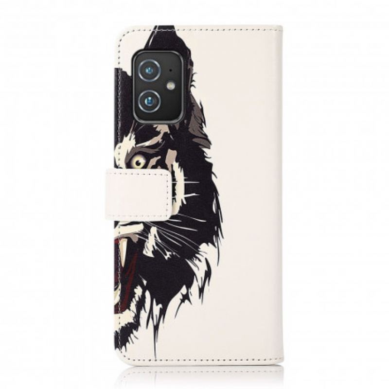 Capa De Couro Para Asus Zenfone 8 Tigre Feroz