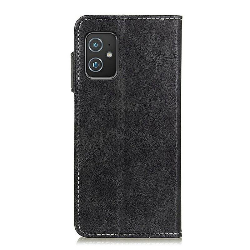 Capa Folio Para Asus Zenfone 8 Botão De Costura Artística