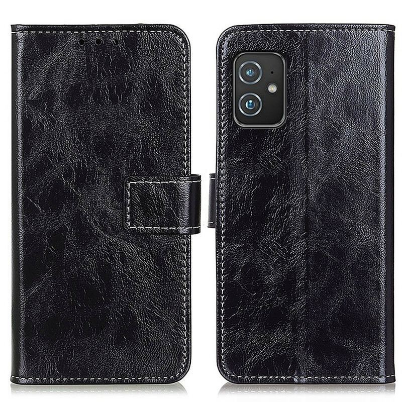 Capa Folio Para Asus Zenfone 8 Costuras Brilhantes E Visíveis