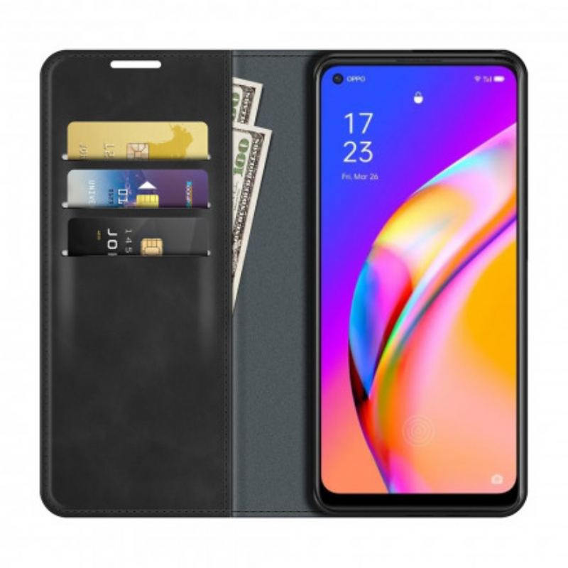 Capa De Celular Para Oppo A94 5G Flip Efeito Couro Macio