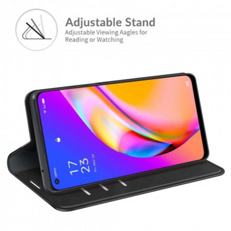 Capa De Celular Para Oppo A94 5G Flip Efeito Couro Macio