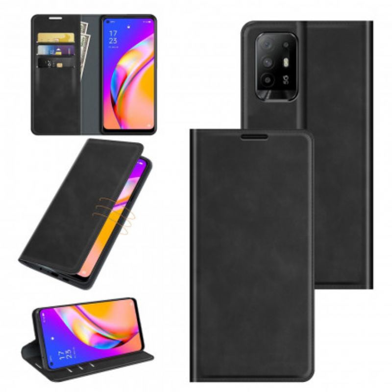 Capa De Celular Para Oppo A94 5G Flip Efeito Couro Macio