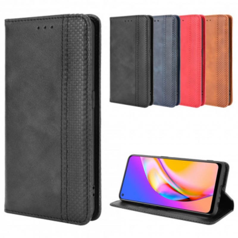 Capa De Celular Para Oppo A94 5G Flip Efeito Couro Vintage Estilizado