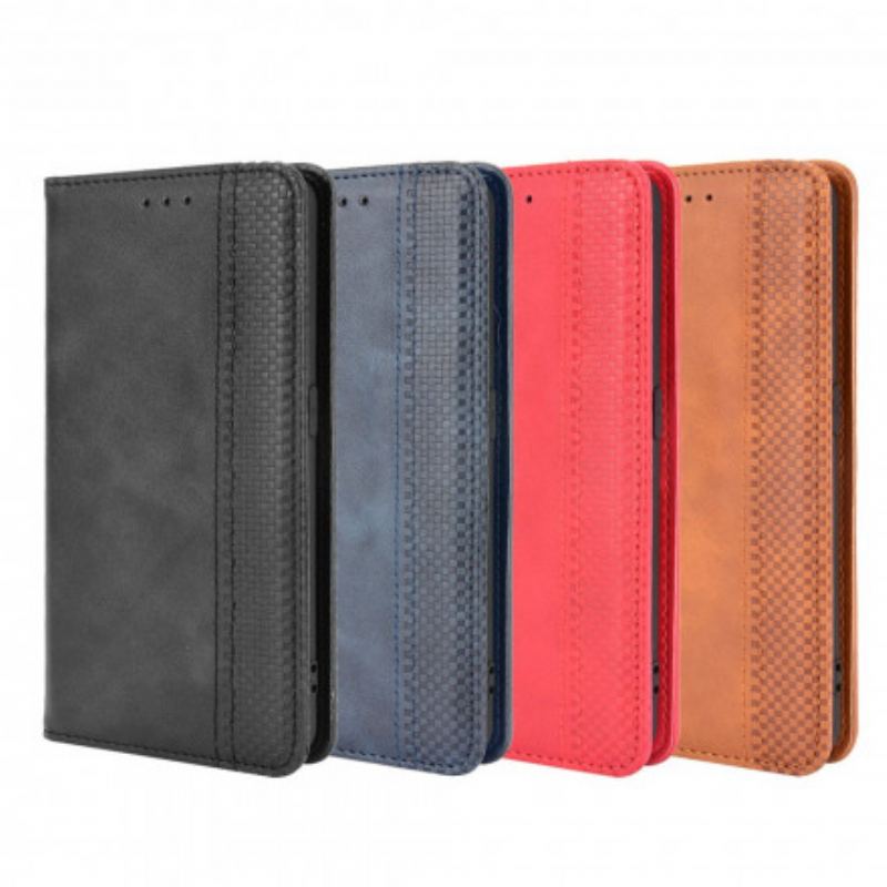 Capa De Celular Para Oppo A94 5G Flip Efeito Couro Vintage Estilizado